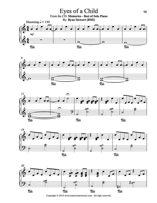 Eyes of a Child (Solo Piano) - PDF Sheet Music Single