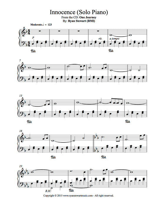 Innocence - PDF Sheet Music Single