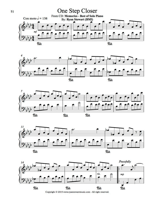 One Step Closer (Solo Piano) - PDF Sheet Music Single