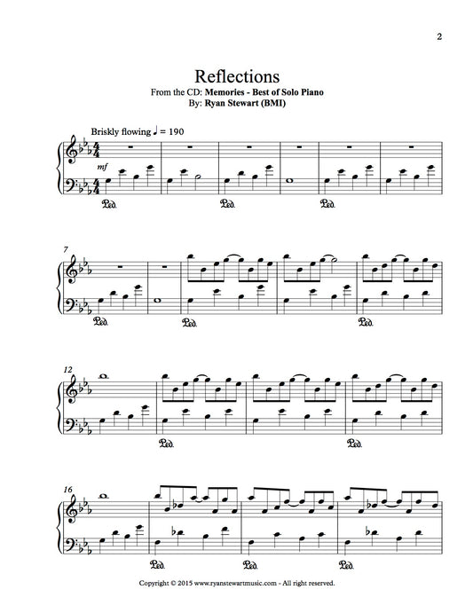 Reflections (Solo Piano) - PDF Sheet Music Single