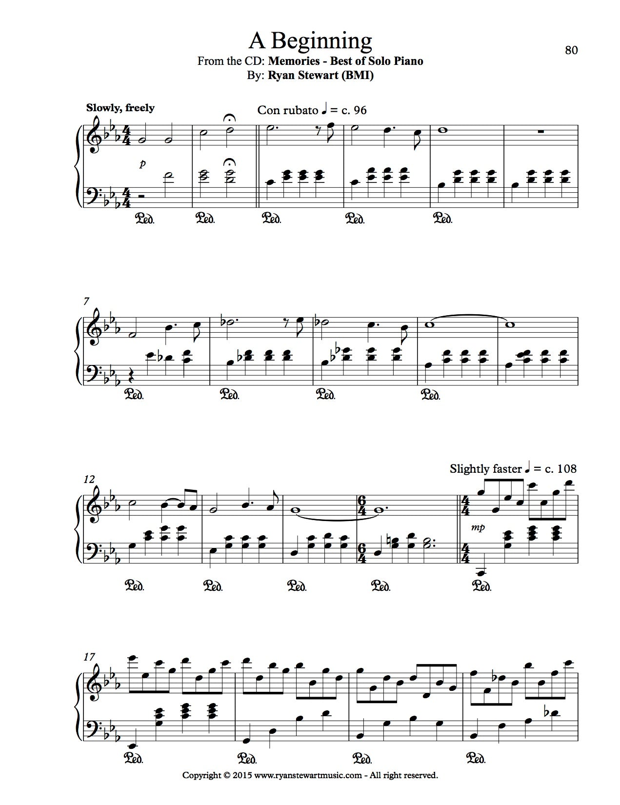 A Beginning (Solo Piano) - PDF Sheet Music Single