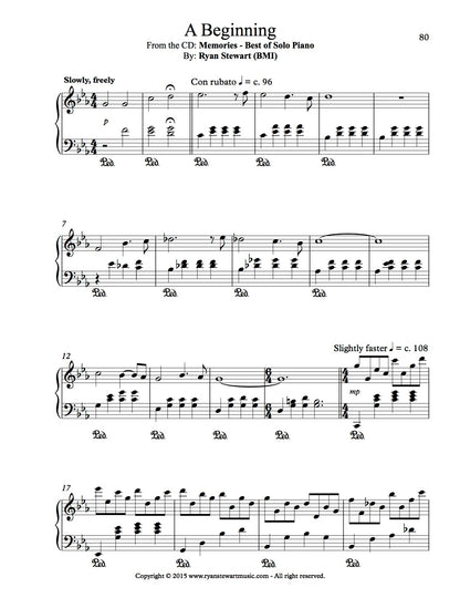 A Beginning (Solo Piano) - PDF Sheet Music Single