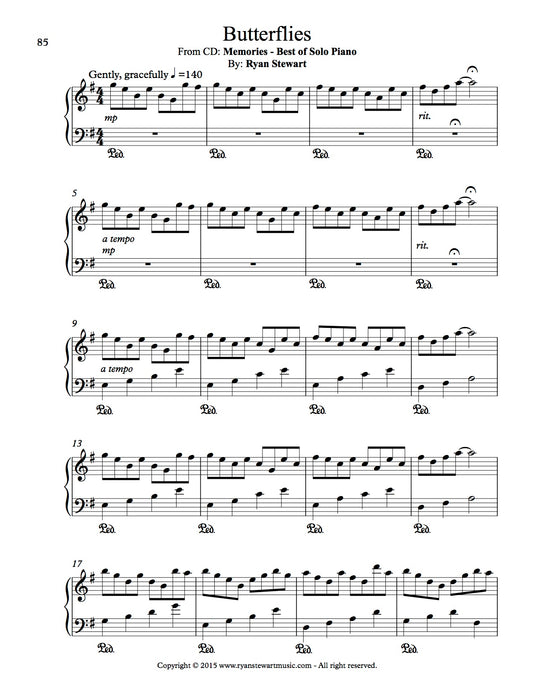 Butterflies (Solo Piano) - PDF Sheet Music Single