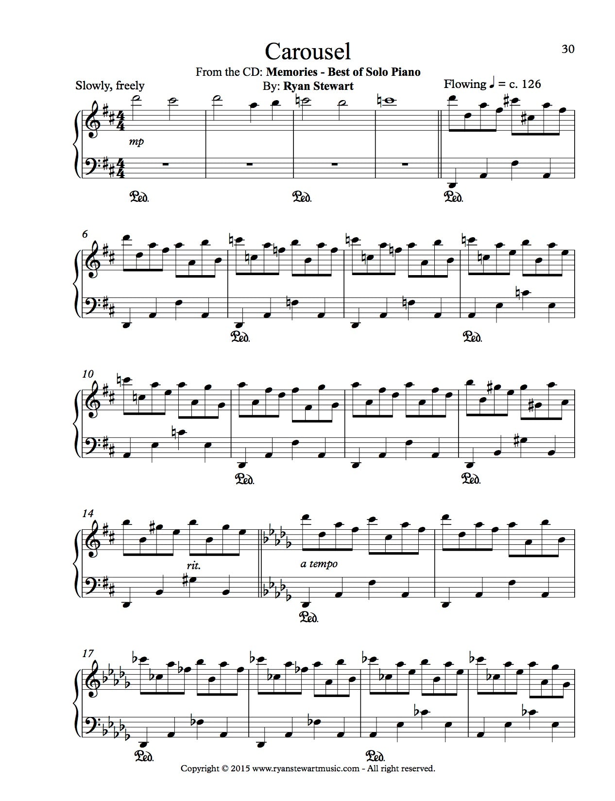 Carousel (Solo Piano) - PDF Sheet Music Single