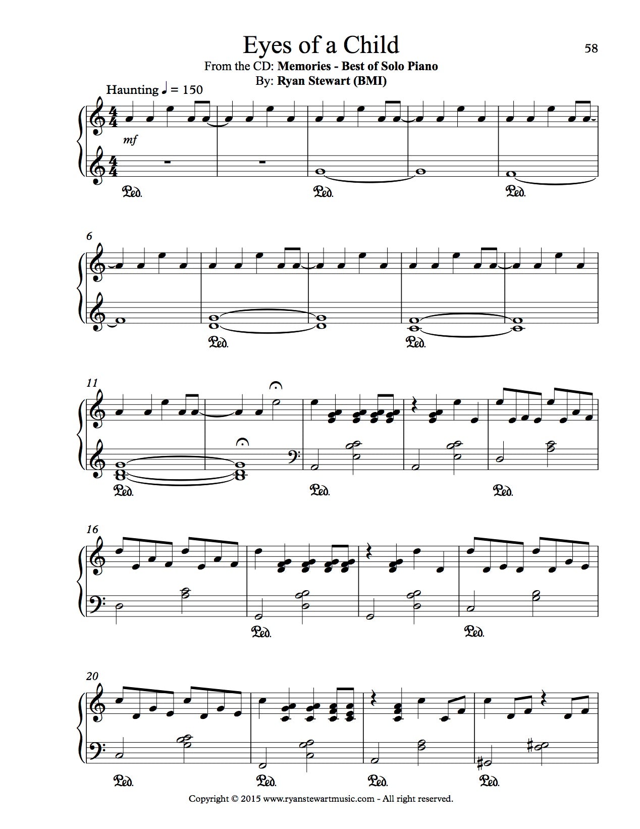 Eyes of a Child (Solo Piano) - PDF Sheet Music Single