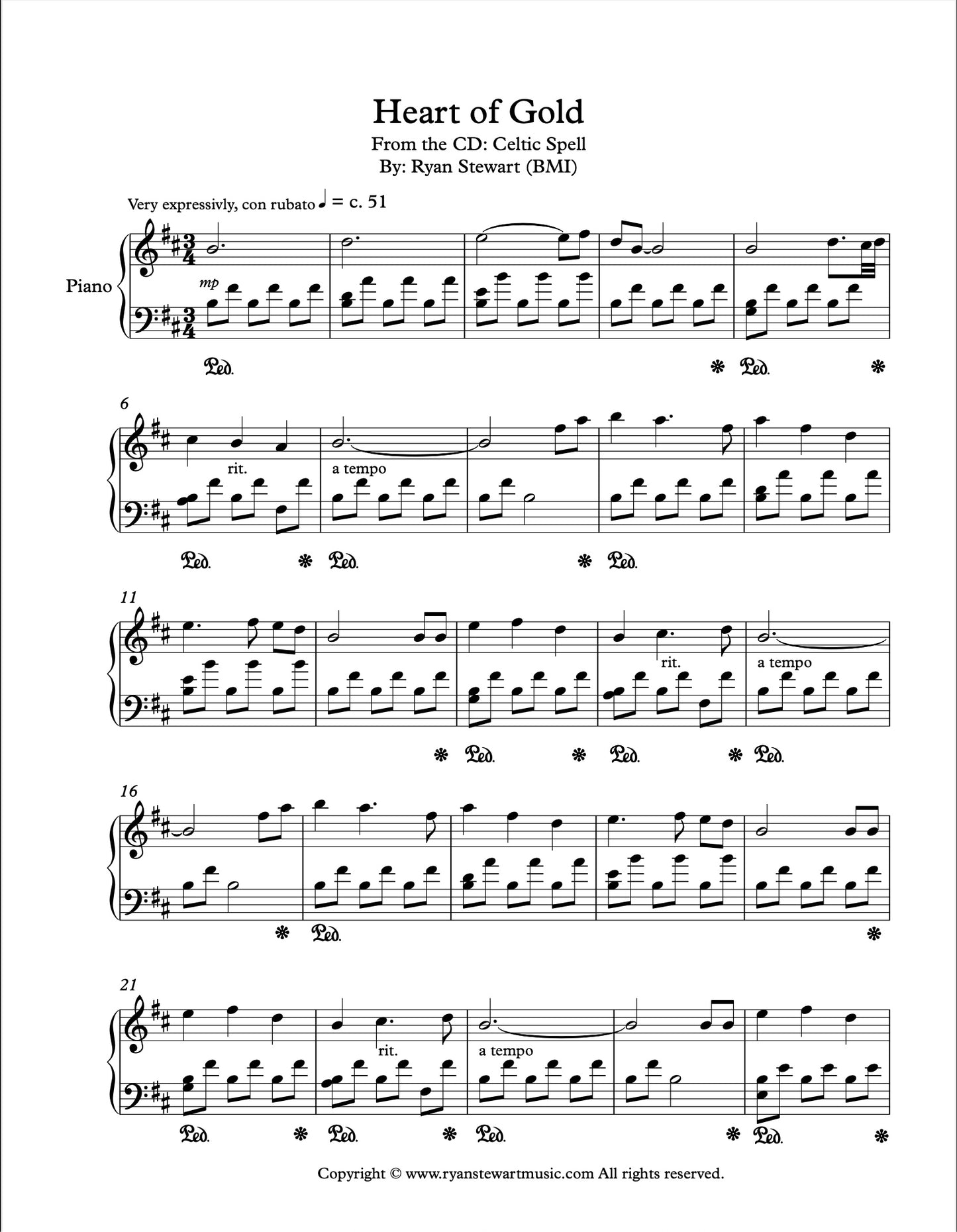 Heart of Gold - PDF Sheet Music Single