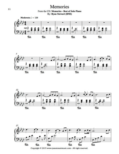 Memories (Solo Piano) - PDF Sheet Music Single