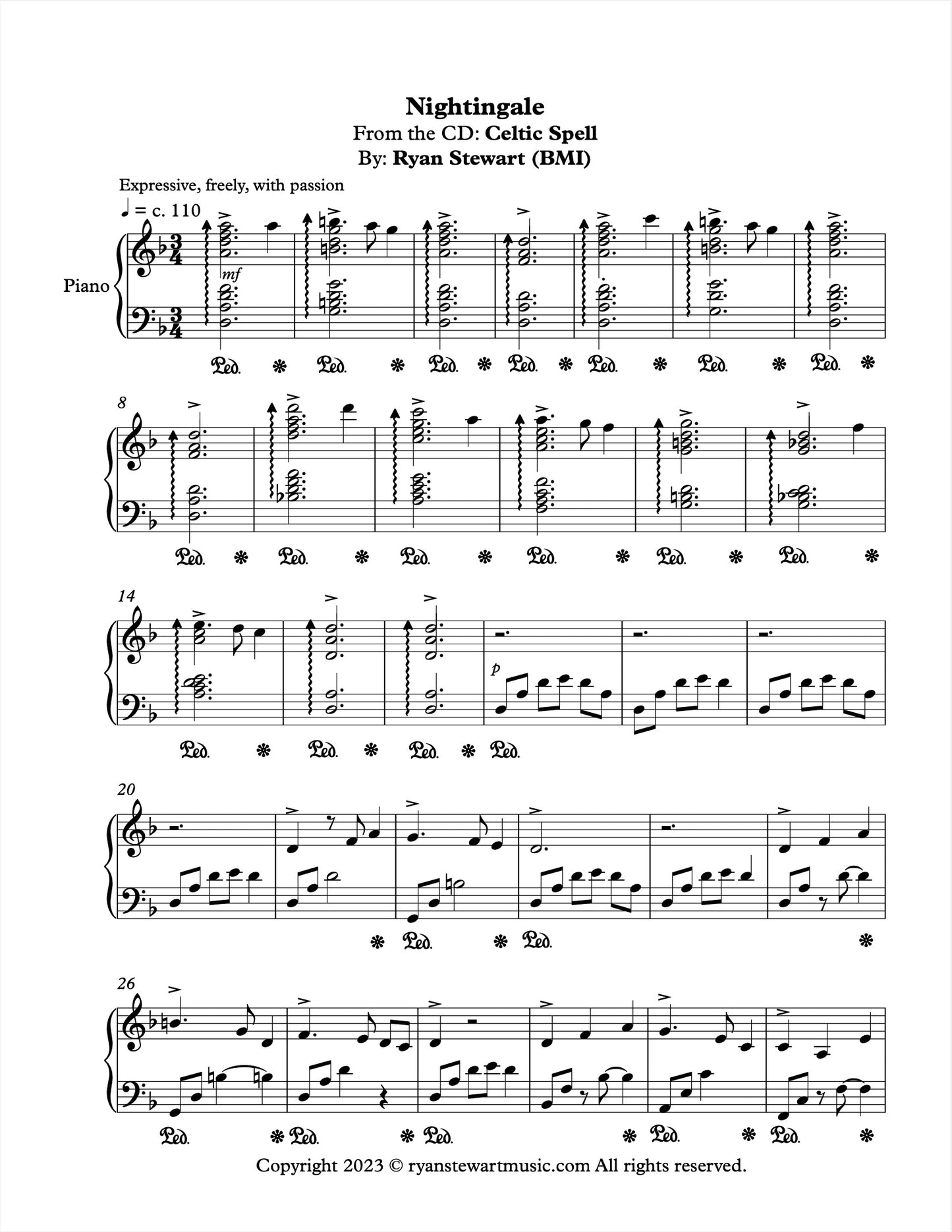 Nightingale - PDF Sheet Music Single