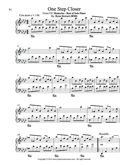 One Step Closer (Solo Piano) - PDF Sheet Music Single