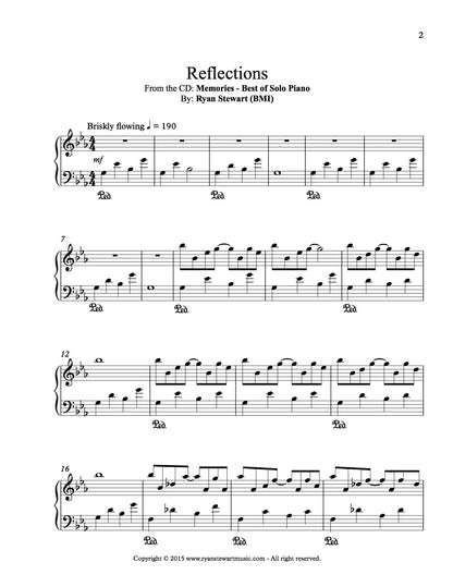 Reflections (Solo Piano) - PDF Sheet Music Single