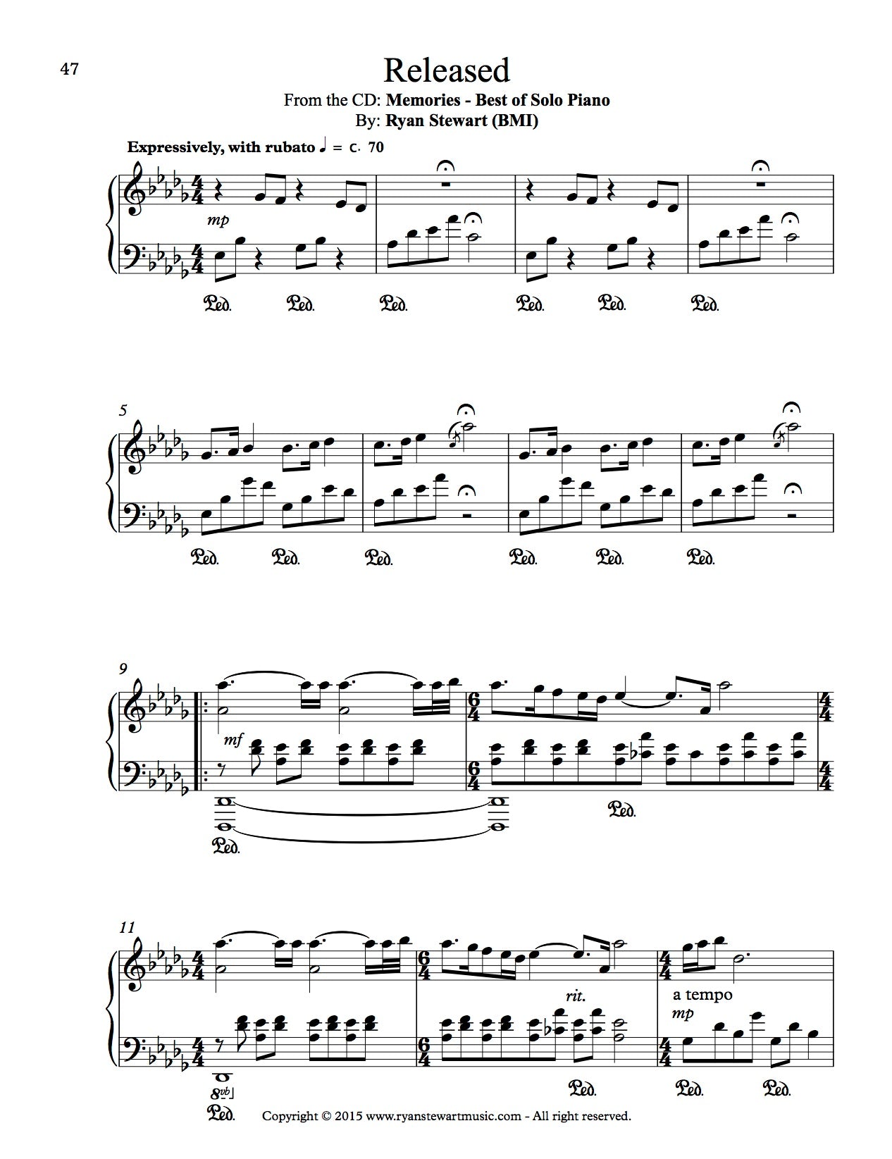 Released (Solo Piano) - PDF Sheet Music Single