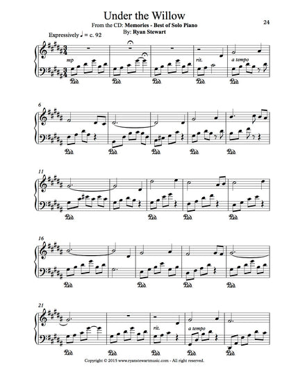 Under the Willow (Solo Piano) - PDF Sheet Music Single