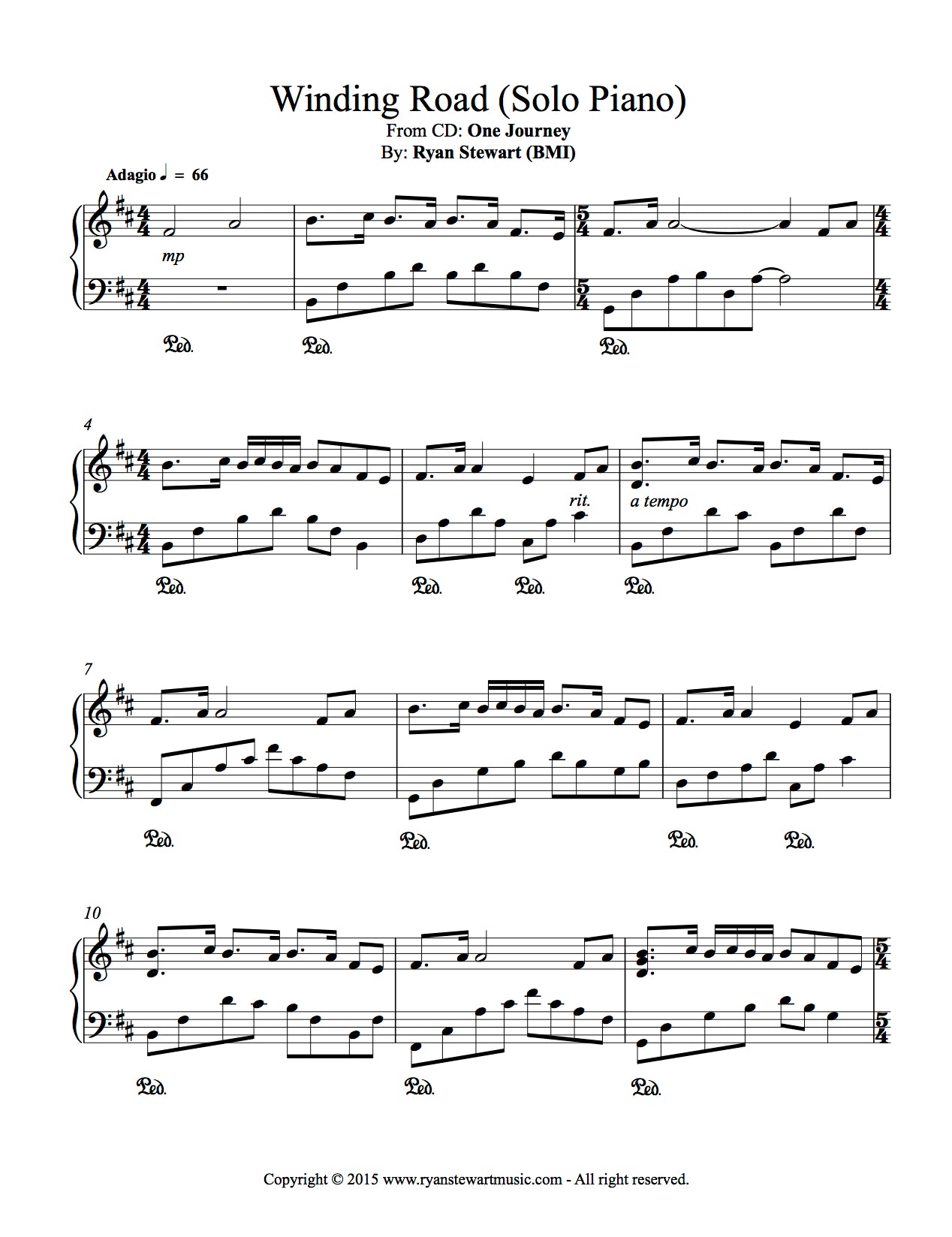 Winding Road - PDF Sheet Music Single